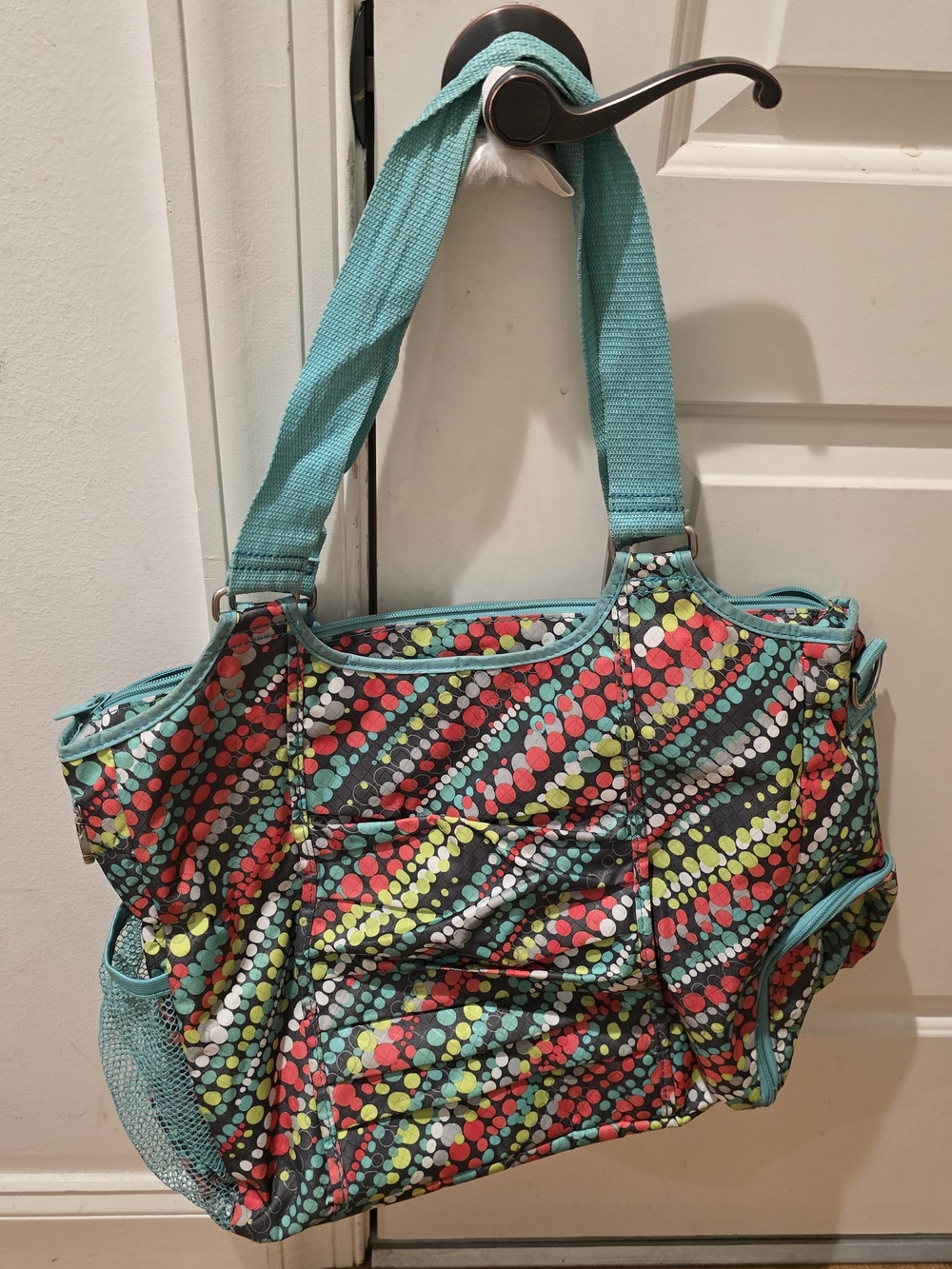 thirty-one Turquoise Multicolor Dot Tote